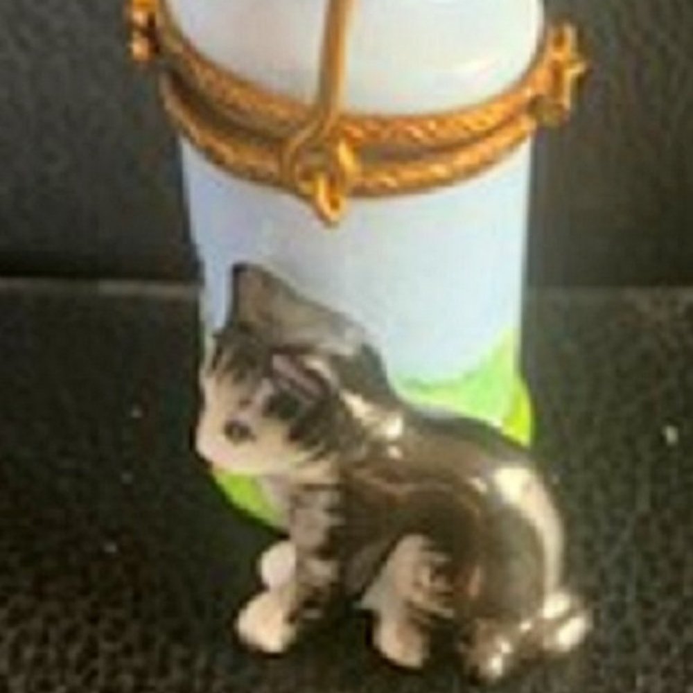 Limoges Porcelain Box Cat Cow Milk Jug & Bottle - Picture 3 of 7
